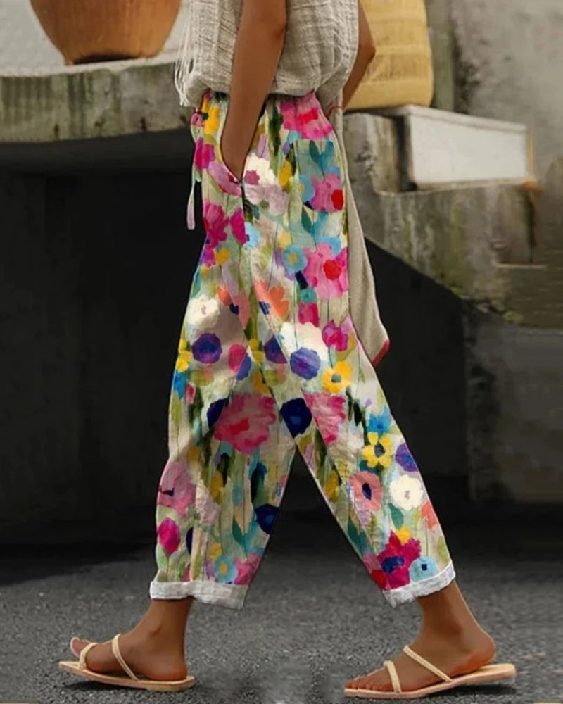 Women's Comfort Sweatpants Colourful Tansy