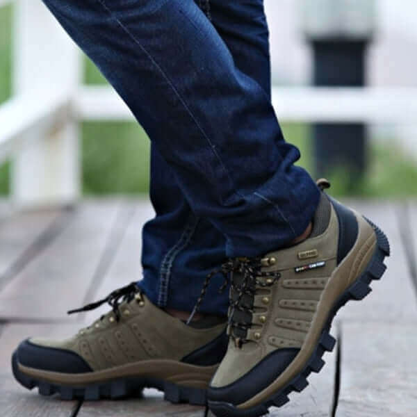Waterproof Green Hiking Boots Leather Trekking Shoes