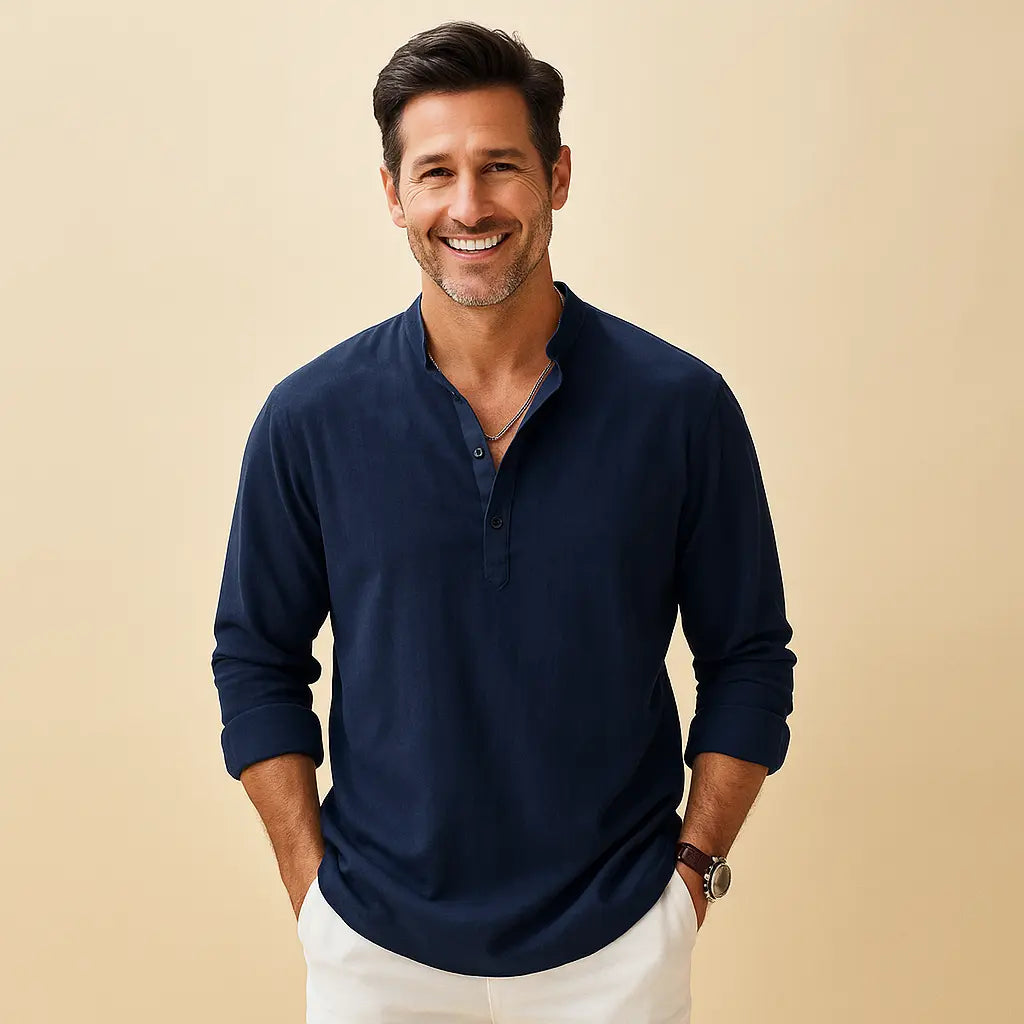 Rugged Long Sleeve Mens Henley Shirt