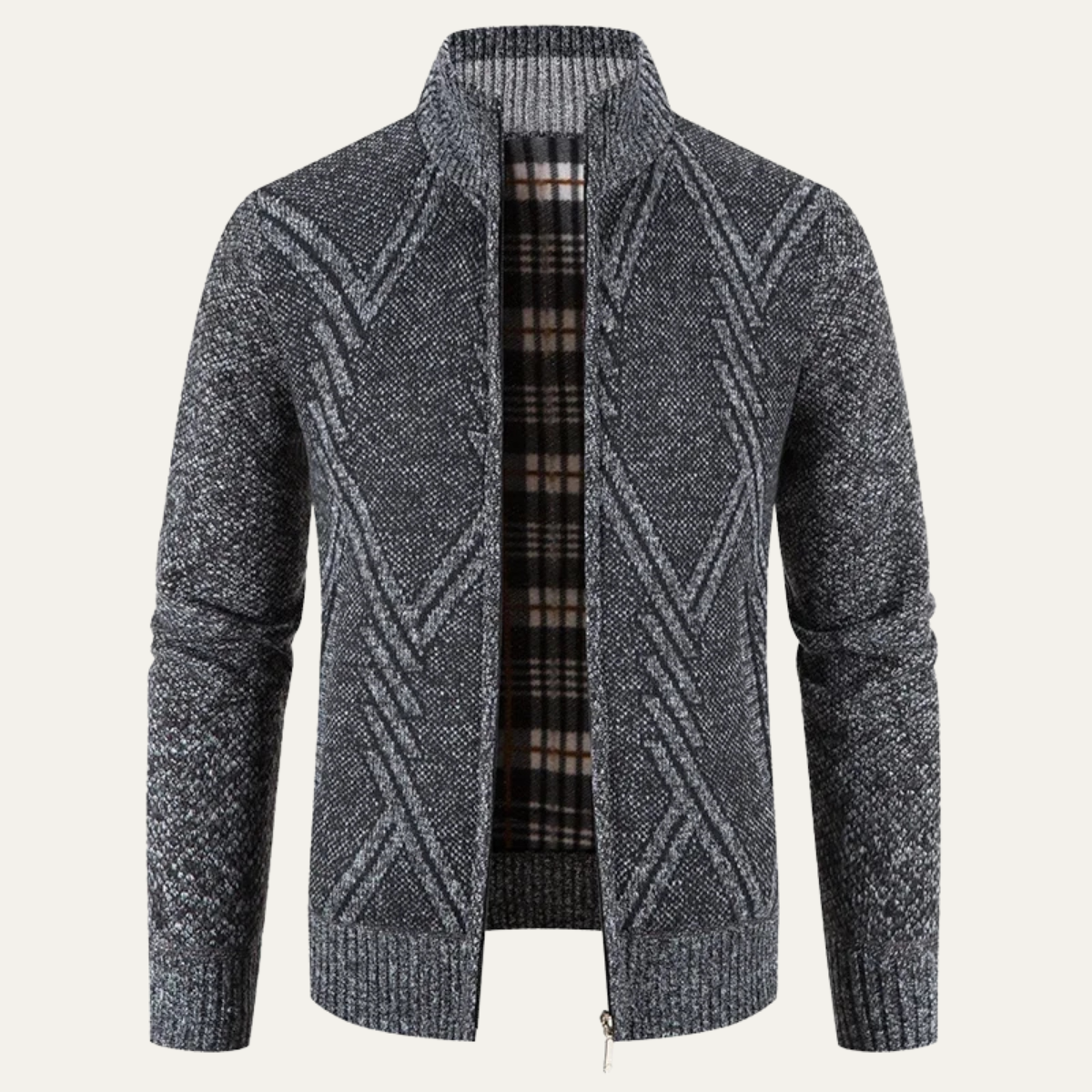 Men's Patterned Zipper Sweater Cardigan