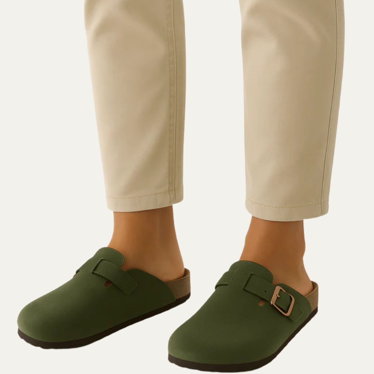 Comfortable Synthetic Leather Clog Shoes with Buckle Strap