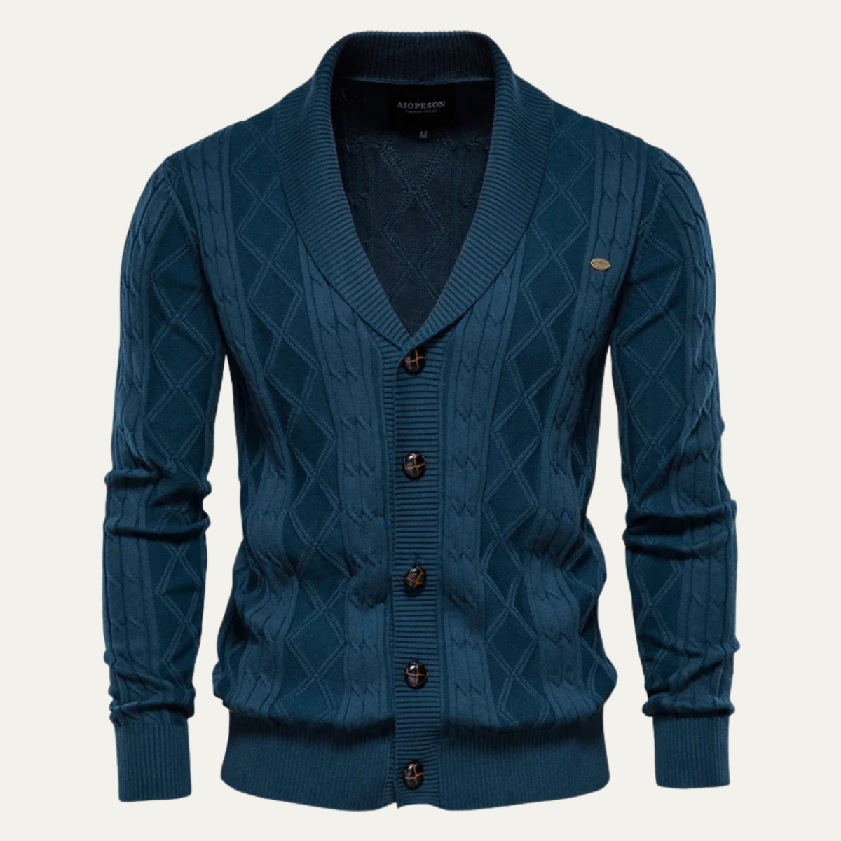 Soft Crew Neck Cable Knit Cardigan Sweater