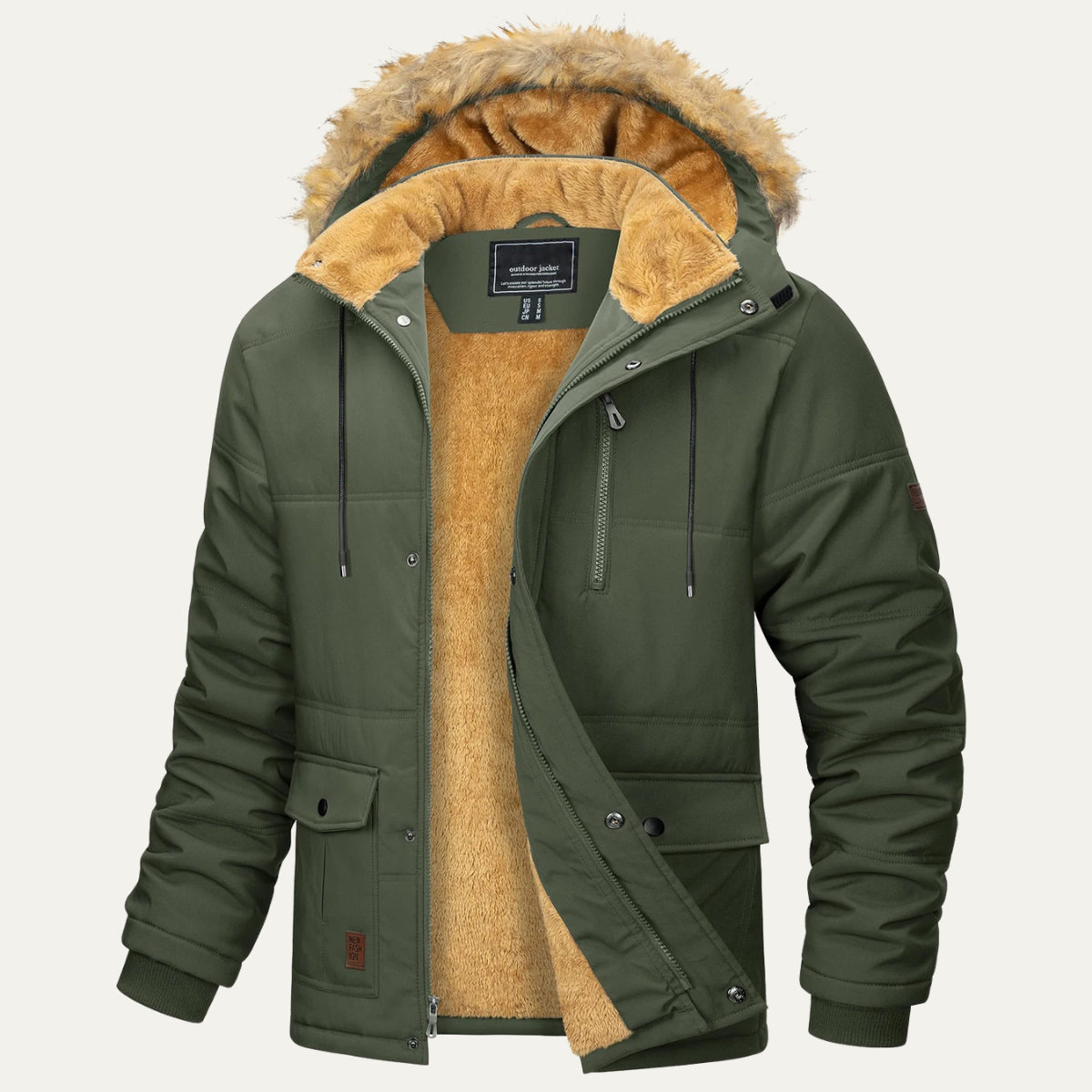 Men's Warm Thick Fleece Lined Parka Jacket