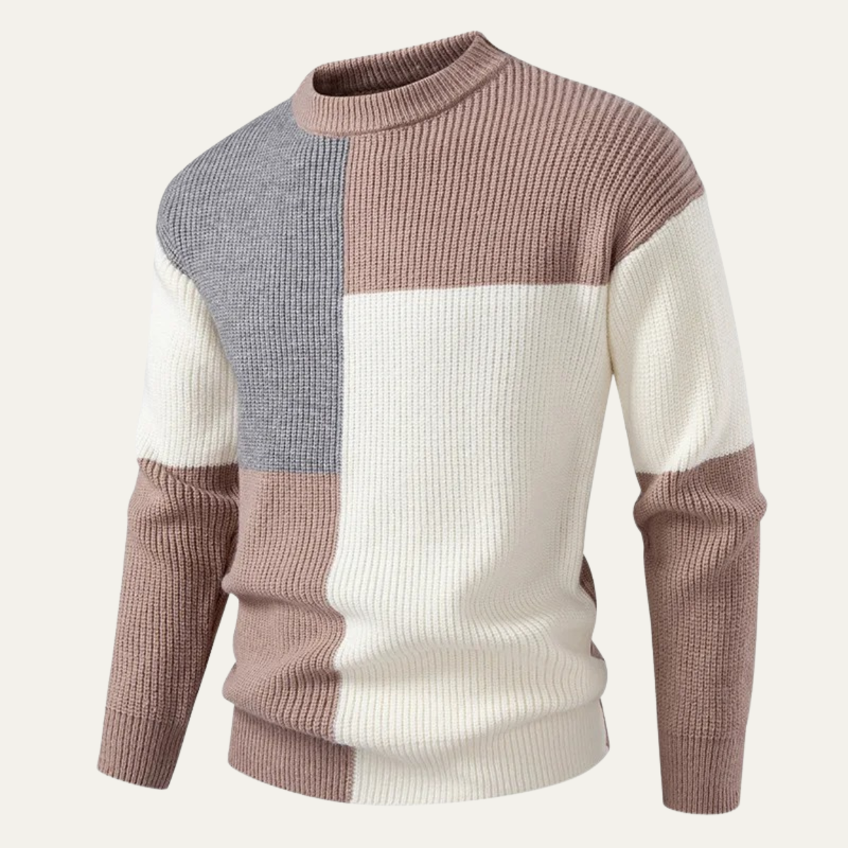 Men's Thick Striped Crew Neck Knit Sweater