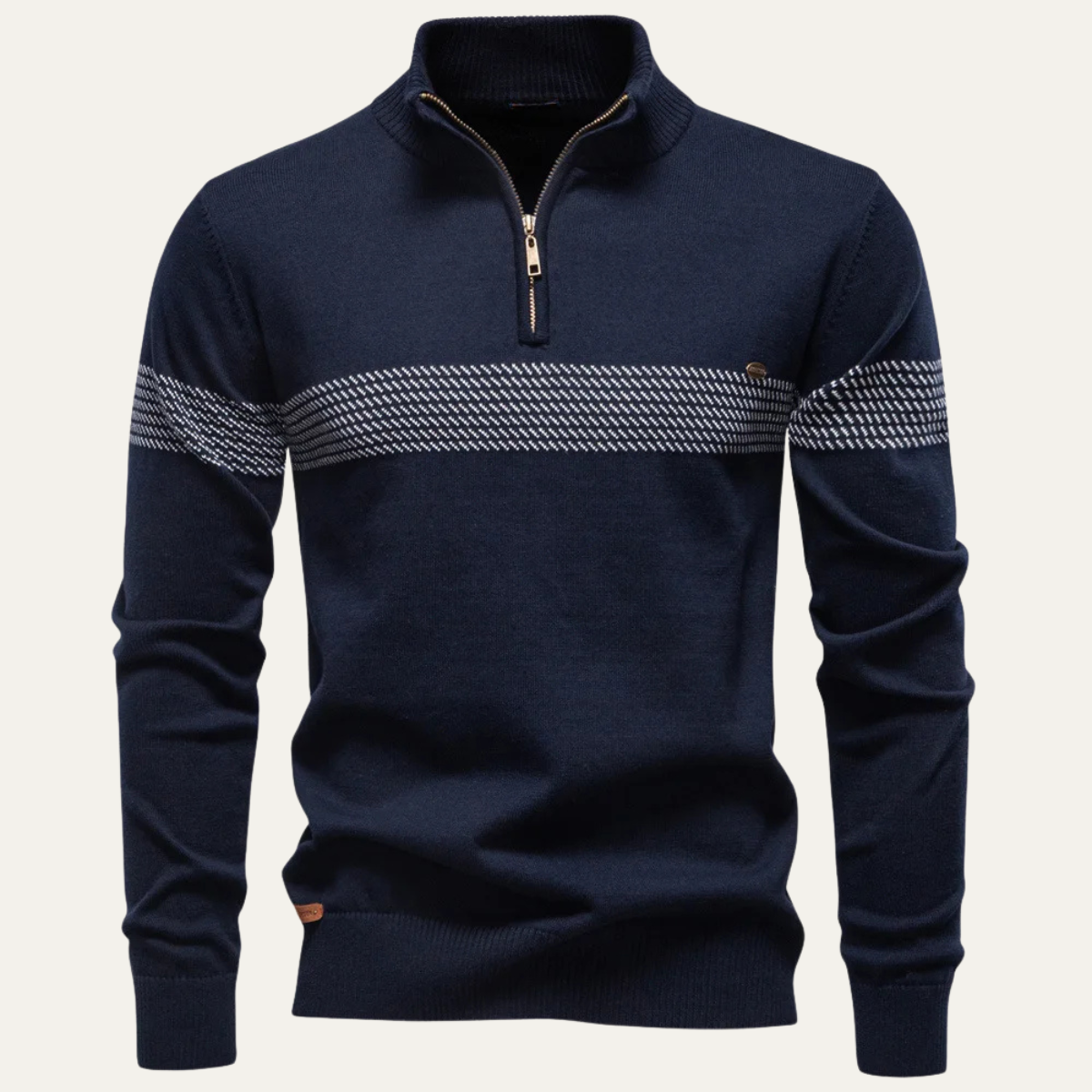 Men's Textured Zip Neck Pattern Sweater