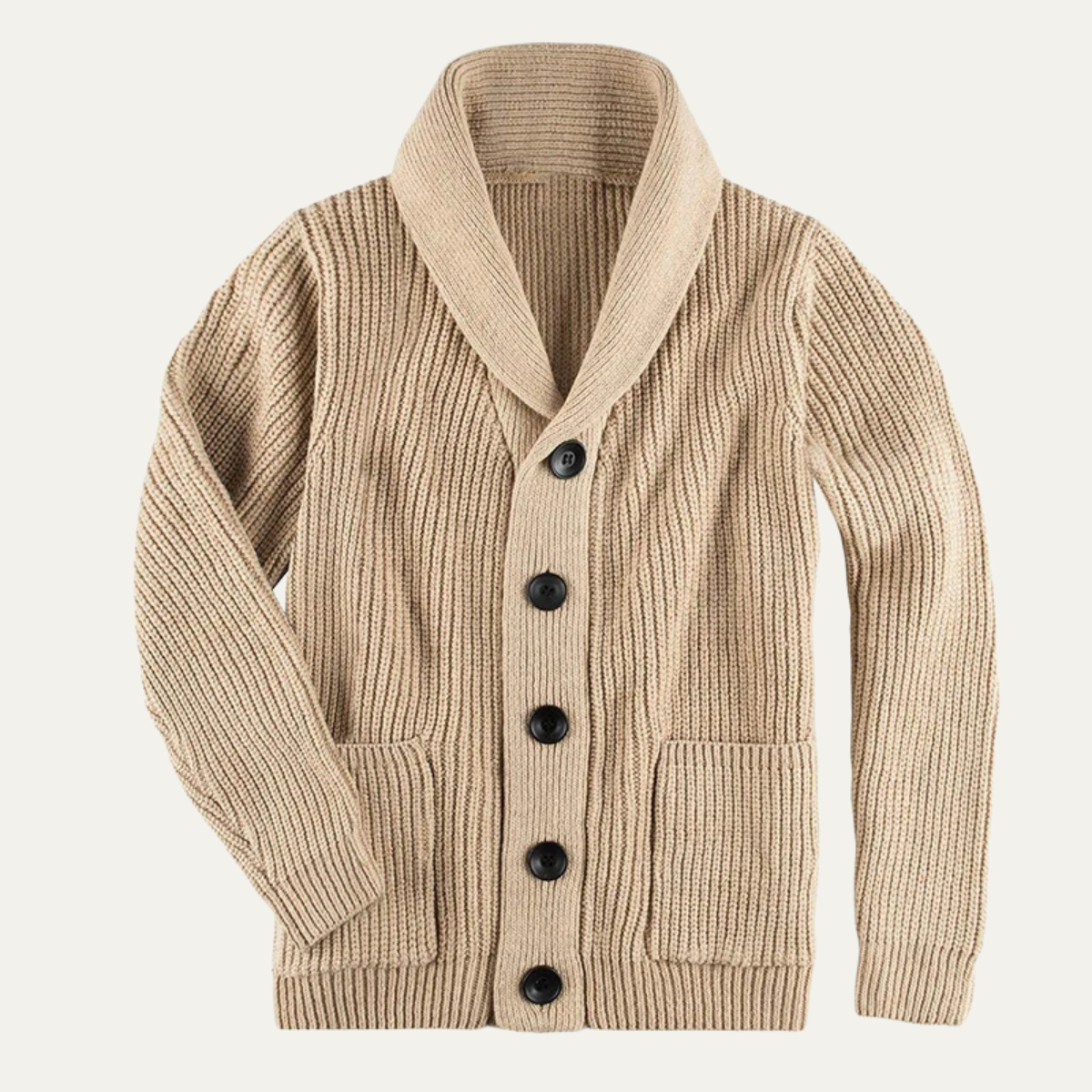 Thick Cable Knit Crew Neck Cardigan Sweater