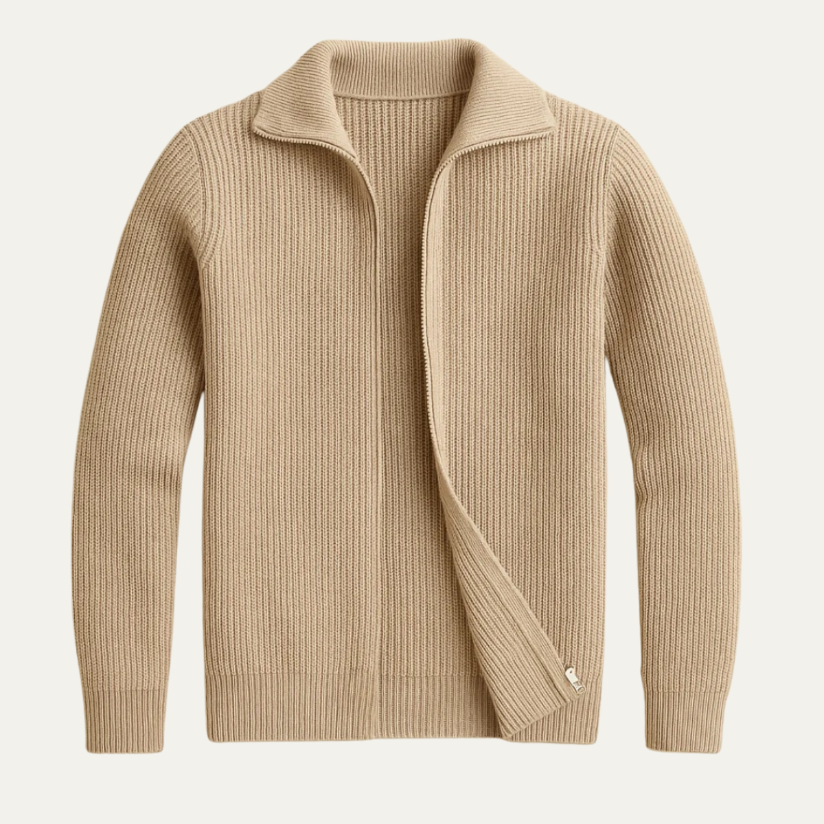 Soft Men's Cable Knit Zip Sweater