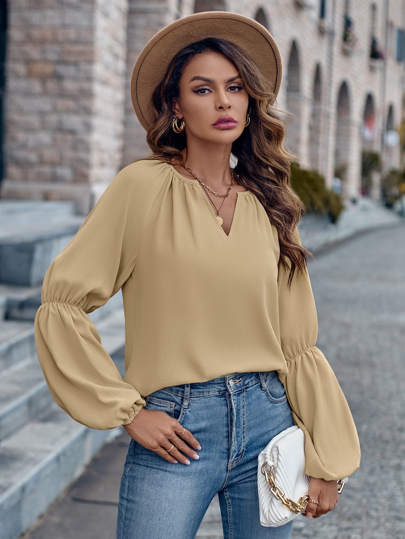 Comfortable V Neck Relaxed Fit Women's Top