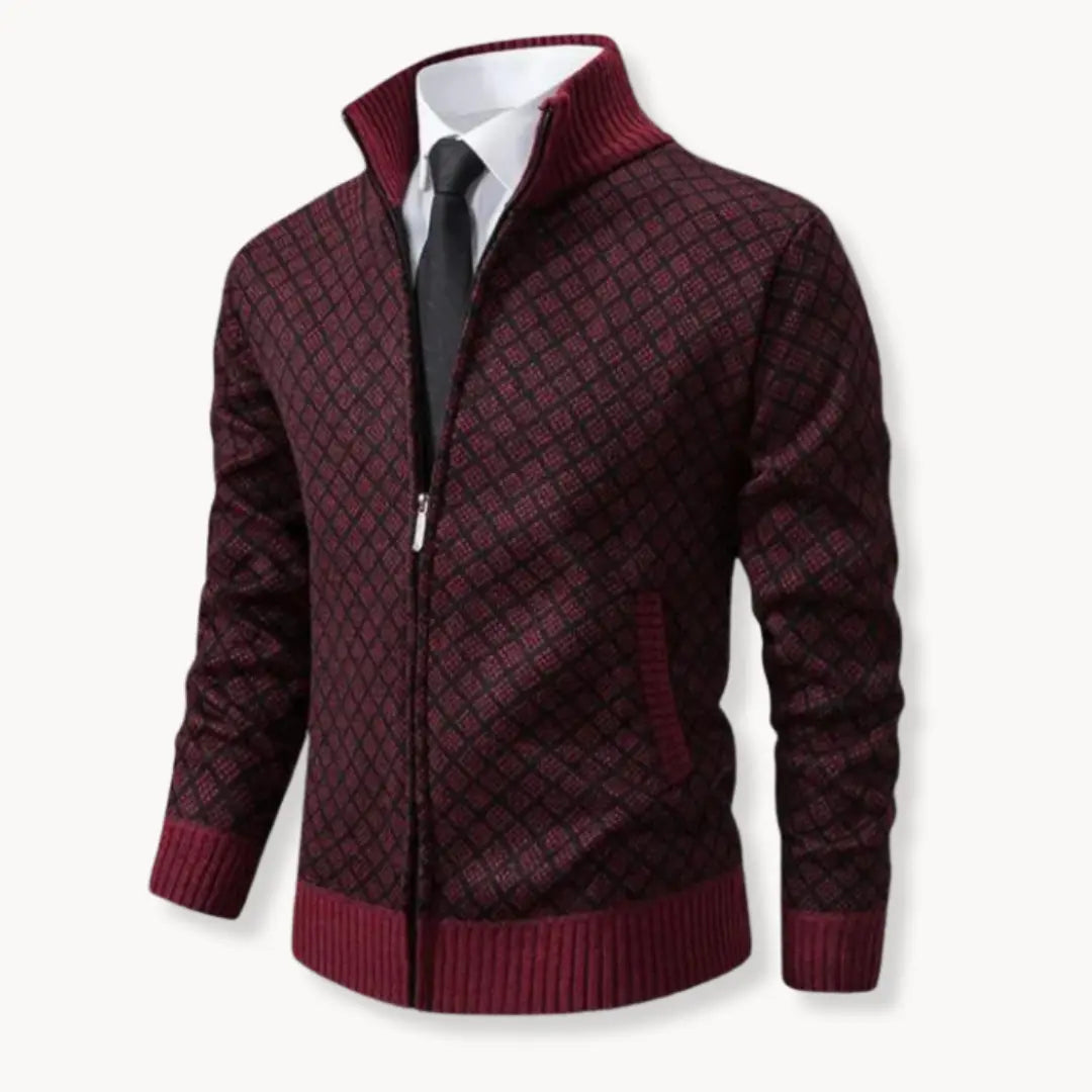 Men's Fashionable Printed Zipper Sweater Coat