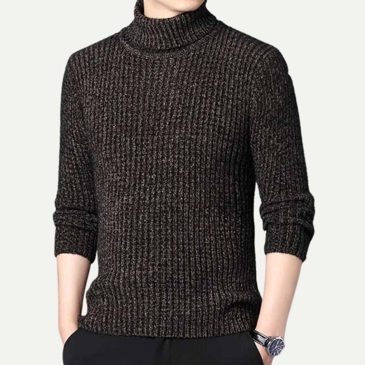 Warm Mens Cable Knit Turtleneck Sweater