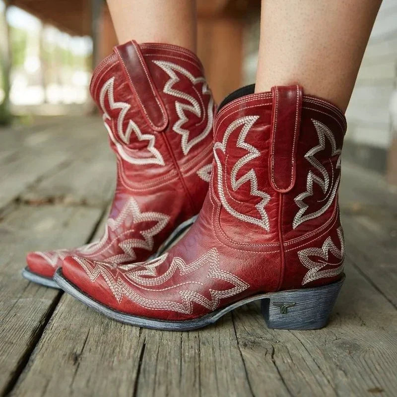 Western Style Distressed Leather Boots