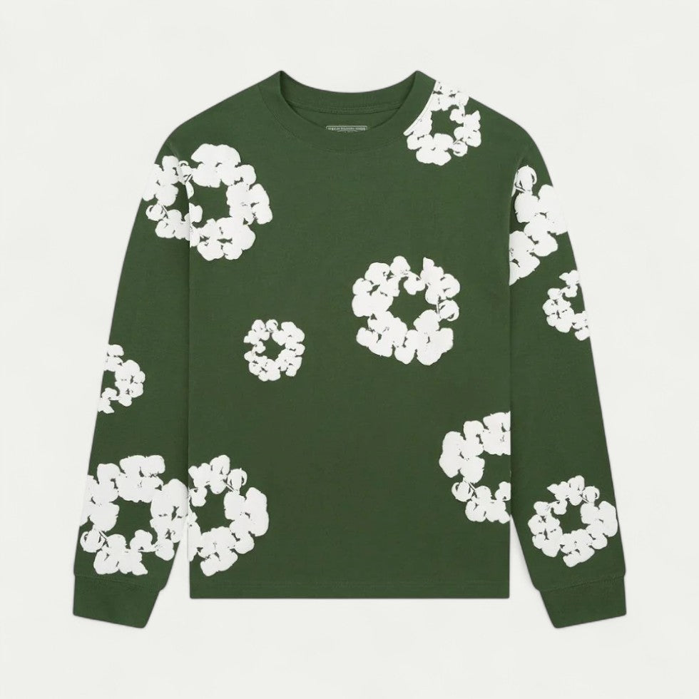 Ladies Casual Floral Crew Neck Sweater