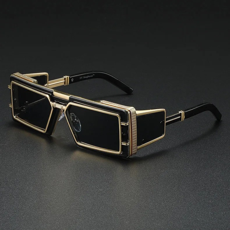 Arlen Steampunk Sunglasses Uv Protection Square Frame Metal Accents
