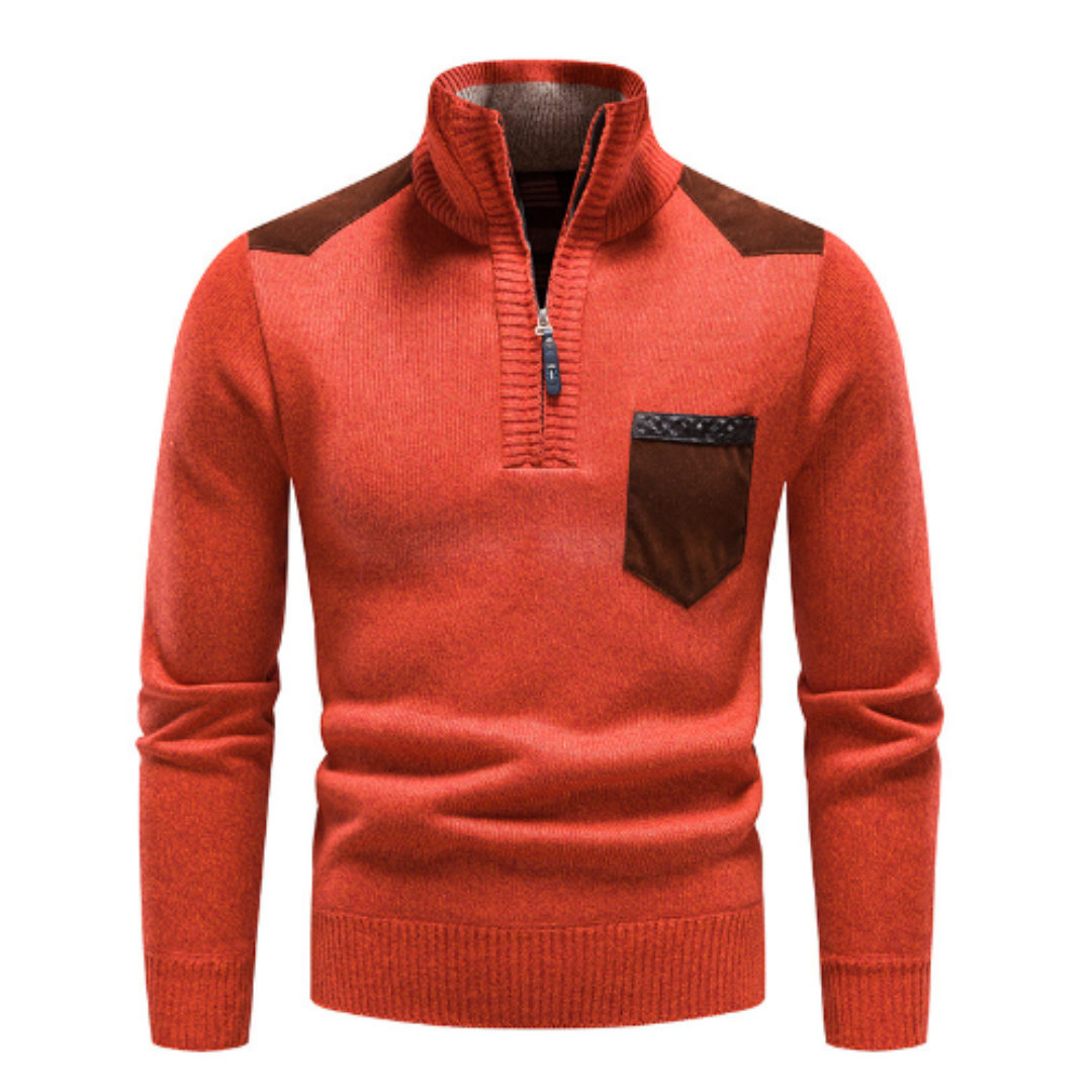 Casual Quarter Zip Crew Neck Sweater