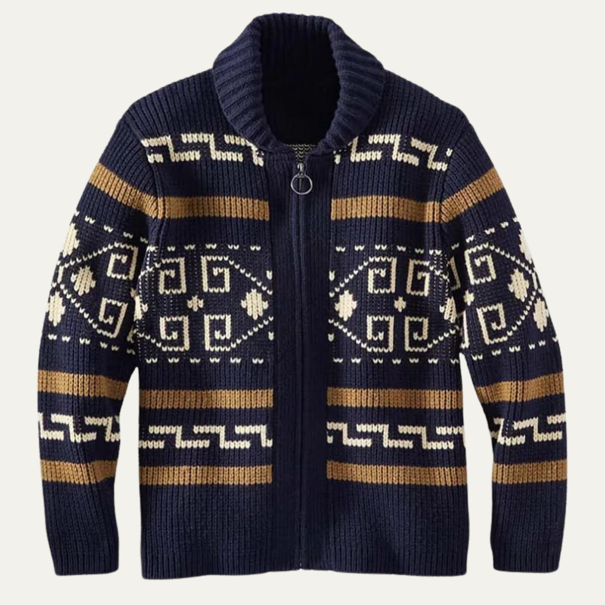 Warm Mens Aztec Pattern Crew Neck Sweater