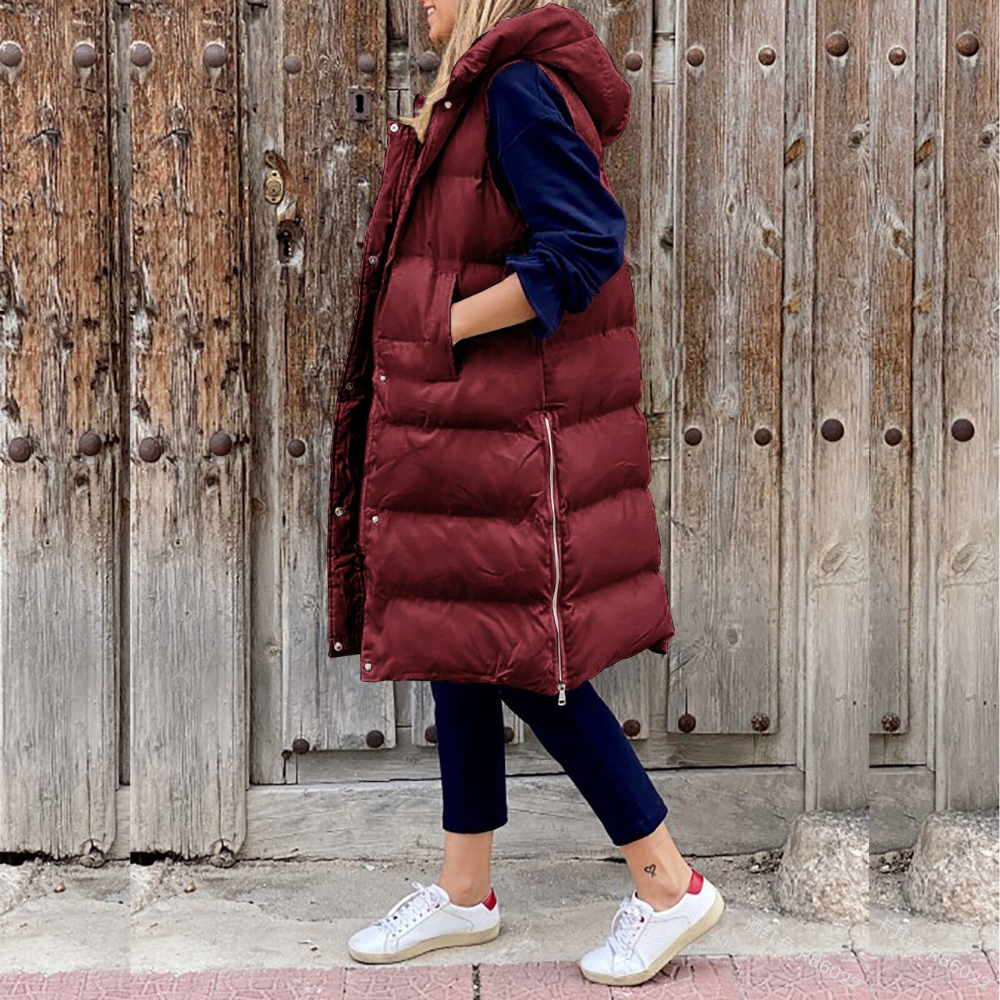 Chic Sleeveless Ladies Hooded Jacket