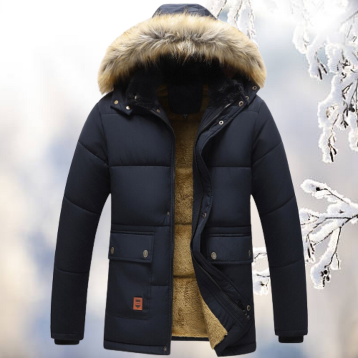 Warm Men's Fur Lined Parka Coat