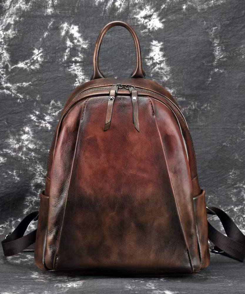 Leather Backpack Large Coffee Brown - OutfitLondon