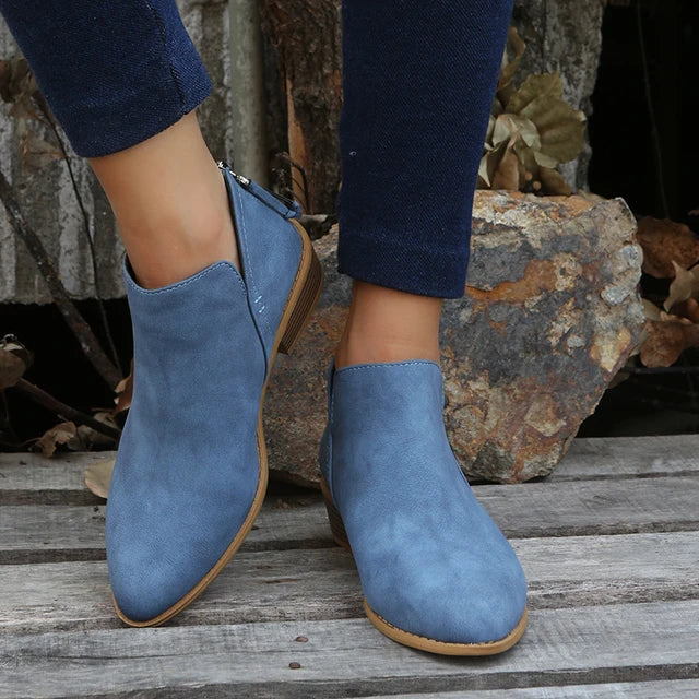 Soft Womens Low Heel Suede Ankle Boots