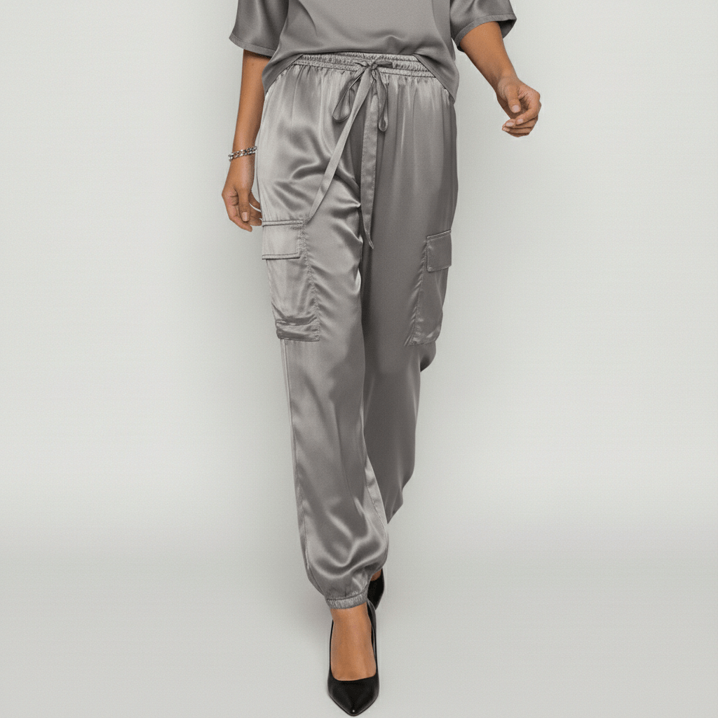 Comfortable Satin Top and Loose Fit Pants Set