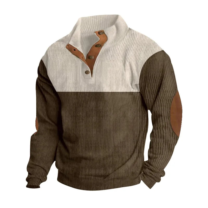Men's Textured Crew Neck Colorblock Sweater