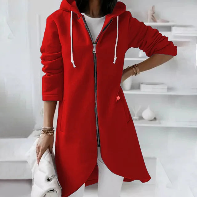 Warm Women's Hooded Coat with Pockets