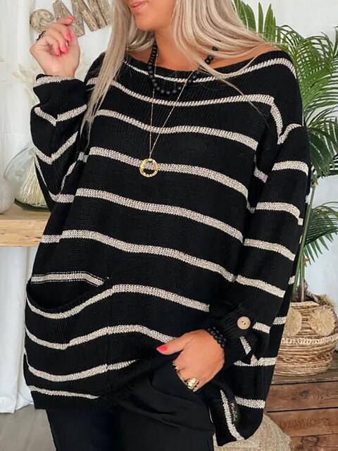 Soft Striped Winter Knit Sweater