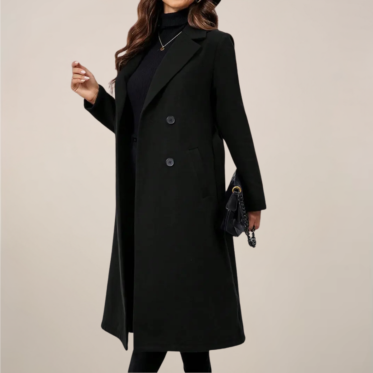 Ladies Classic Belted Winter Coat - Fitted Long Design