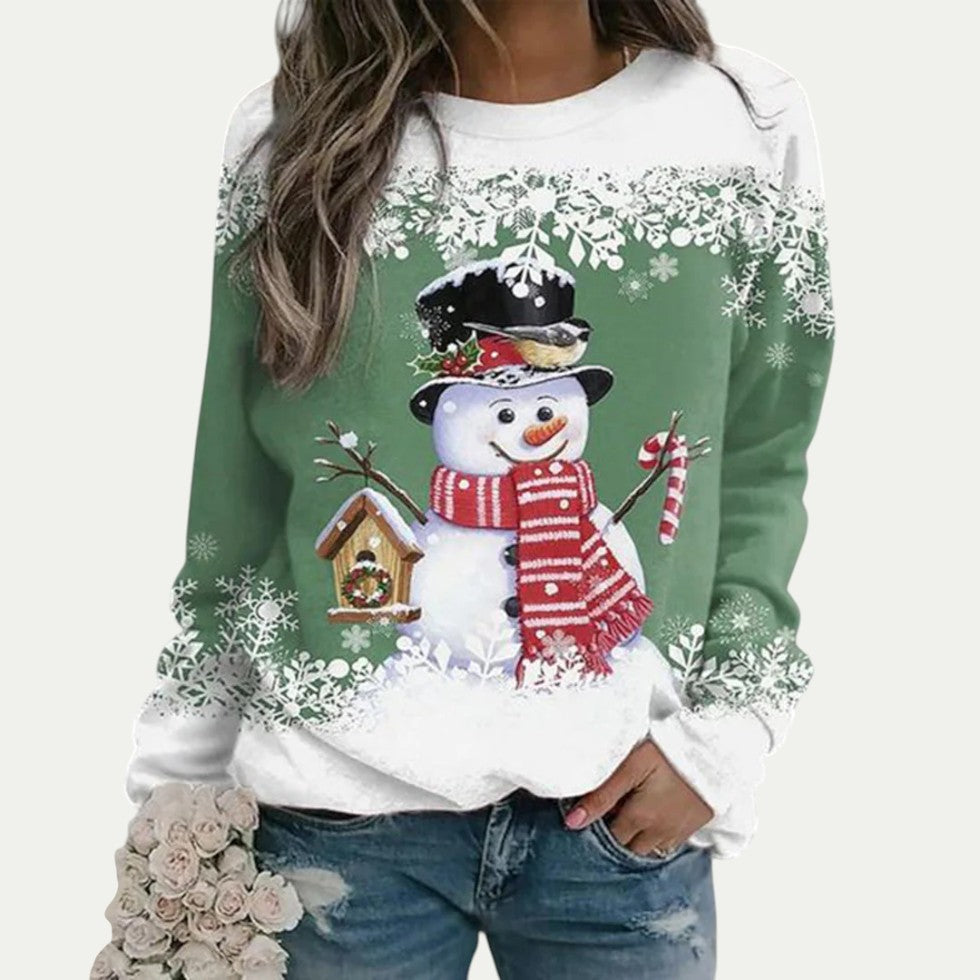 Ladies Funny Snowman Pullover Sweatshirt