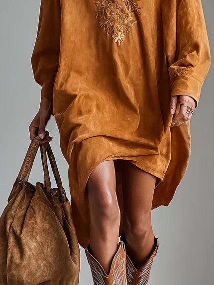 Casual Floral Print V Neck Midi Dress