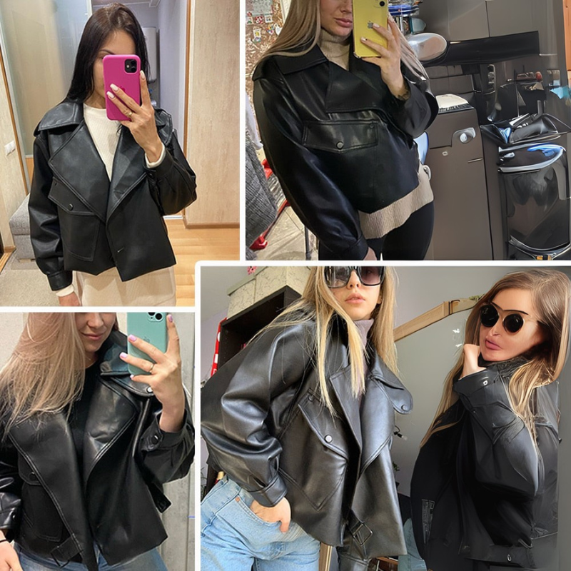 Classic Women's Faux Leather Biker Jacket