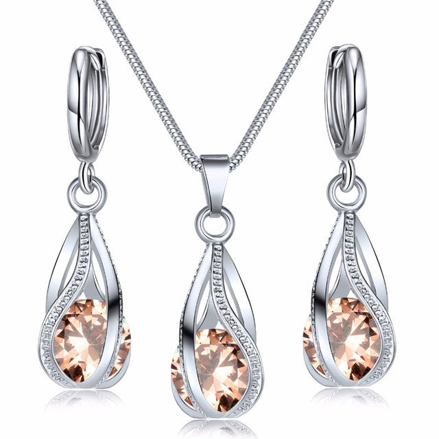 Icy Blue Crystal Necklace Set