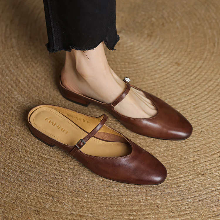 Real Leather Comfort Mule Shoes
