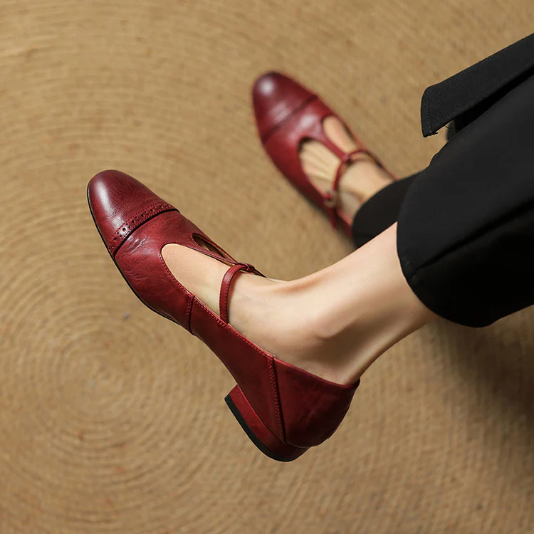 Classic Elegant Buckle Leather Flat Shoes