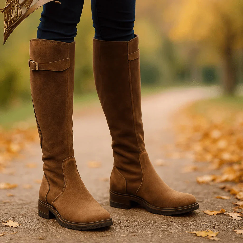 Soft Leather Low Heel Ankle Boots