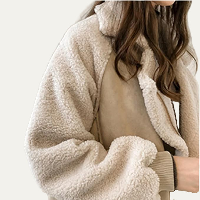 Soft Faux Fur Leather Aviator Coat