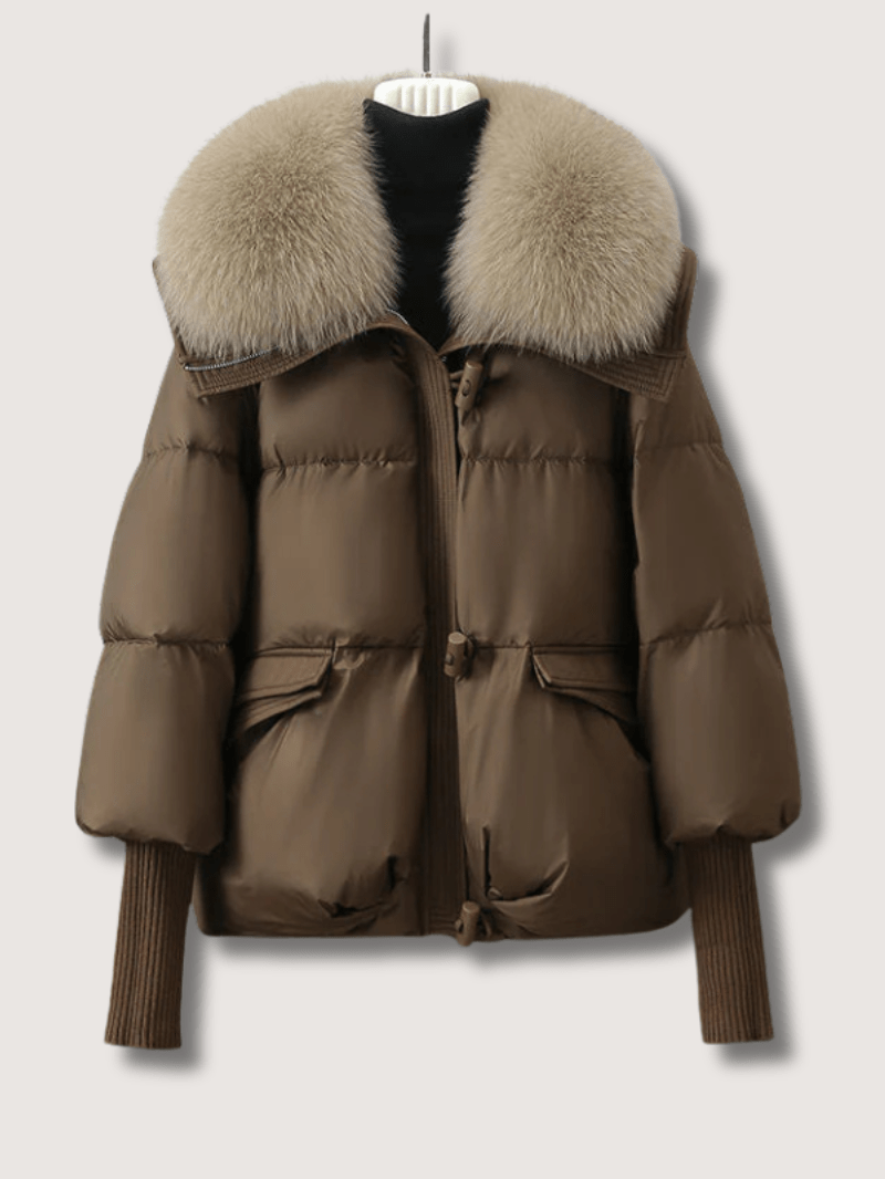 Warm Faux Fur Trim Short Puffer Coat