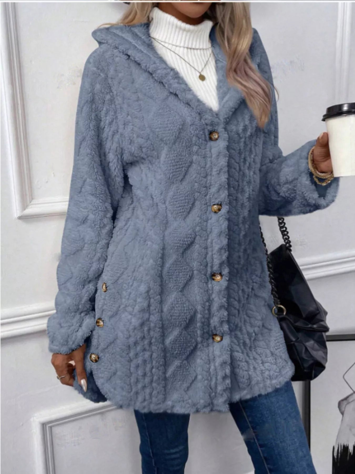 Warm Winter Coat with Buttons for Women