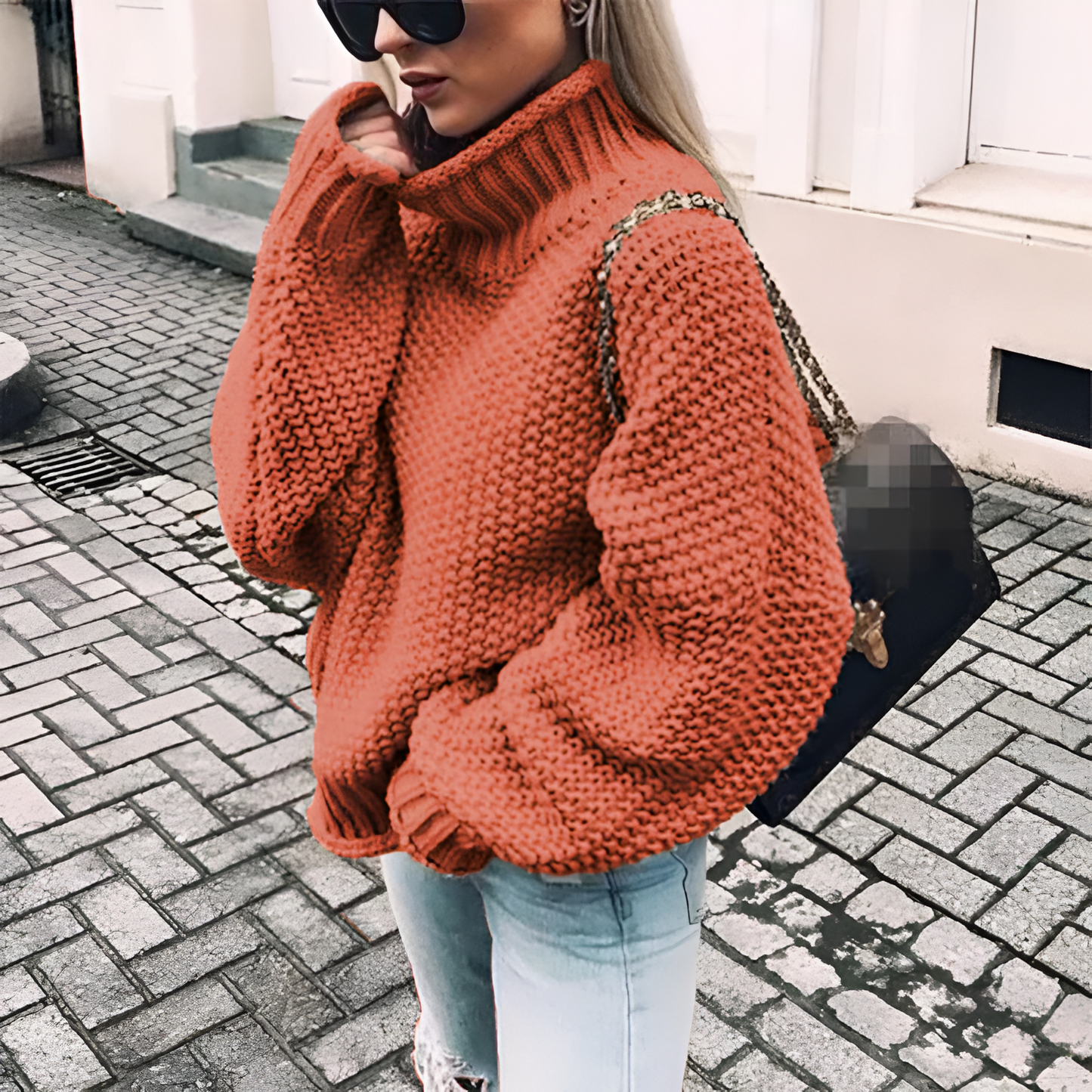 Warm Women's Crew Neck Thick Wool Sweater