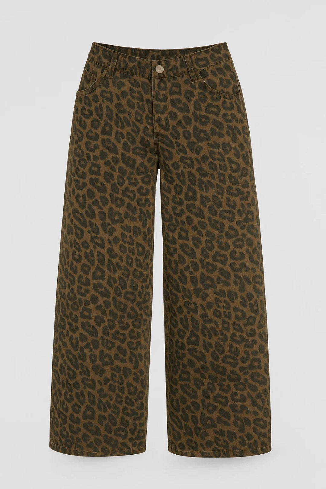 Women's Chic Leopard Print High Waist Wide Leg Trousers