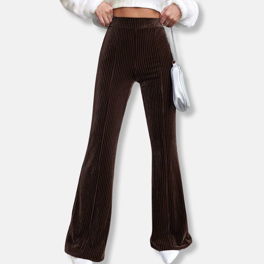 Soft High Waist Wide Leg Velour Trousers