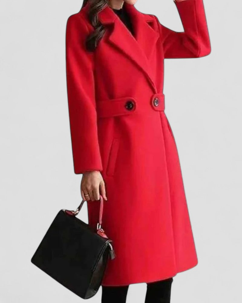 Women's Long Trench Coat with Classic Collar