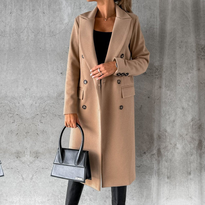 Ladies Classic Double Breasted Wool Coat