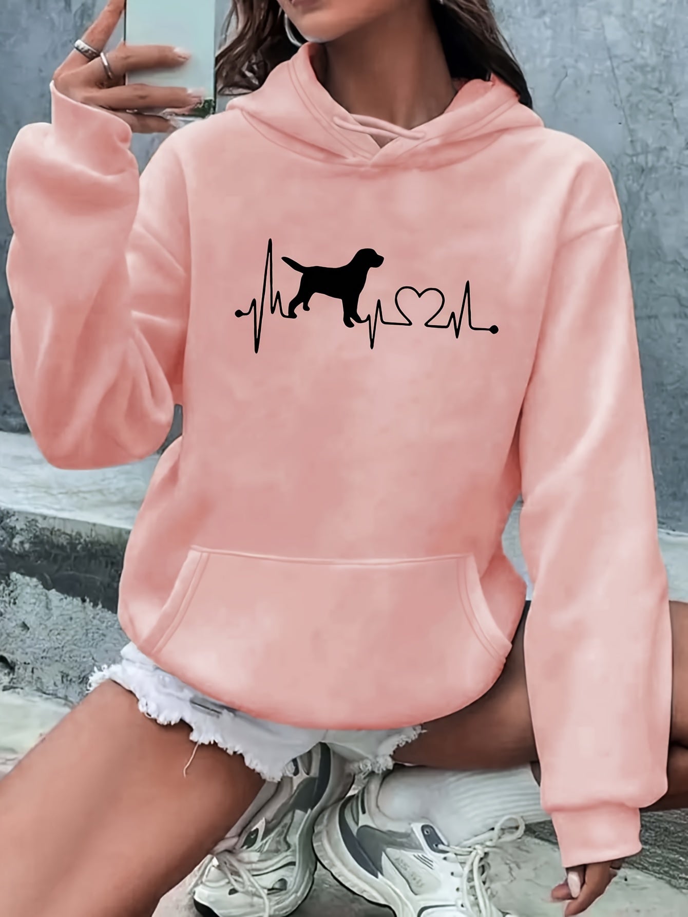 Comfortable Women's Relaxed Fit Sweatshirt with Funny Puppy Graphic