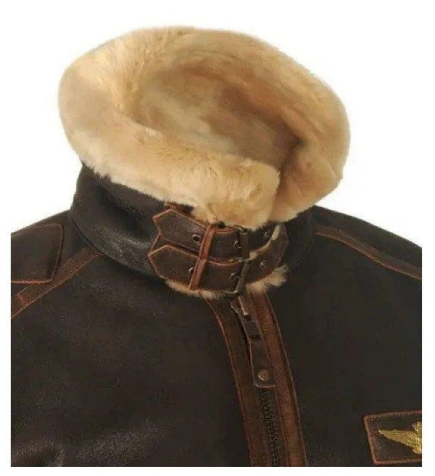 Warm Brown Leather Aviator Jacket