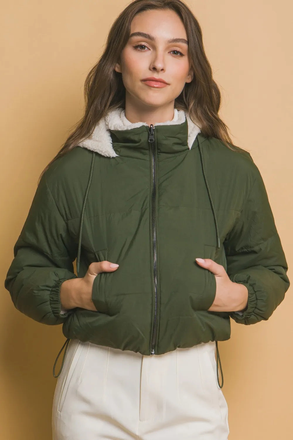 Warm Reversible Short Hooded Fleece Jacket - OutfitLondon