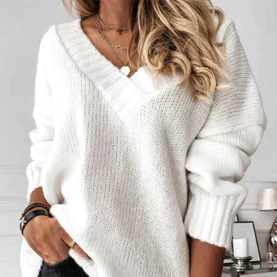 Comfortable Loose Fit Ladies V Neck Sweater