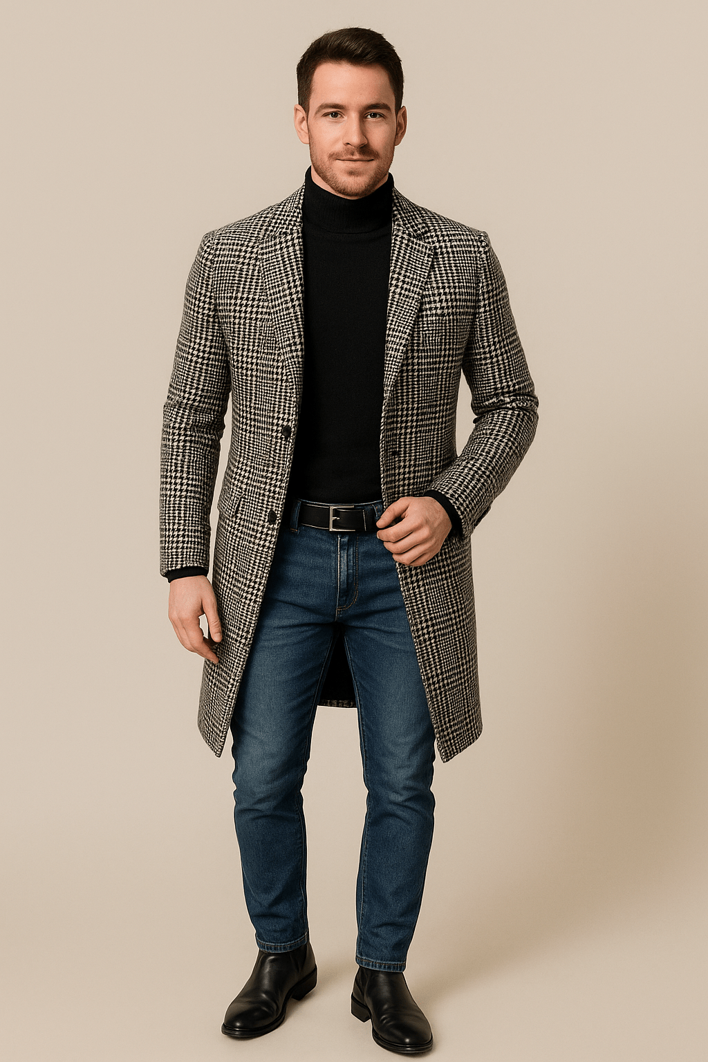 Cozy Mens Plaid Winter Coat - OutfitLondon