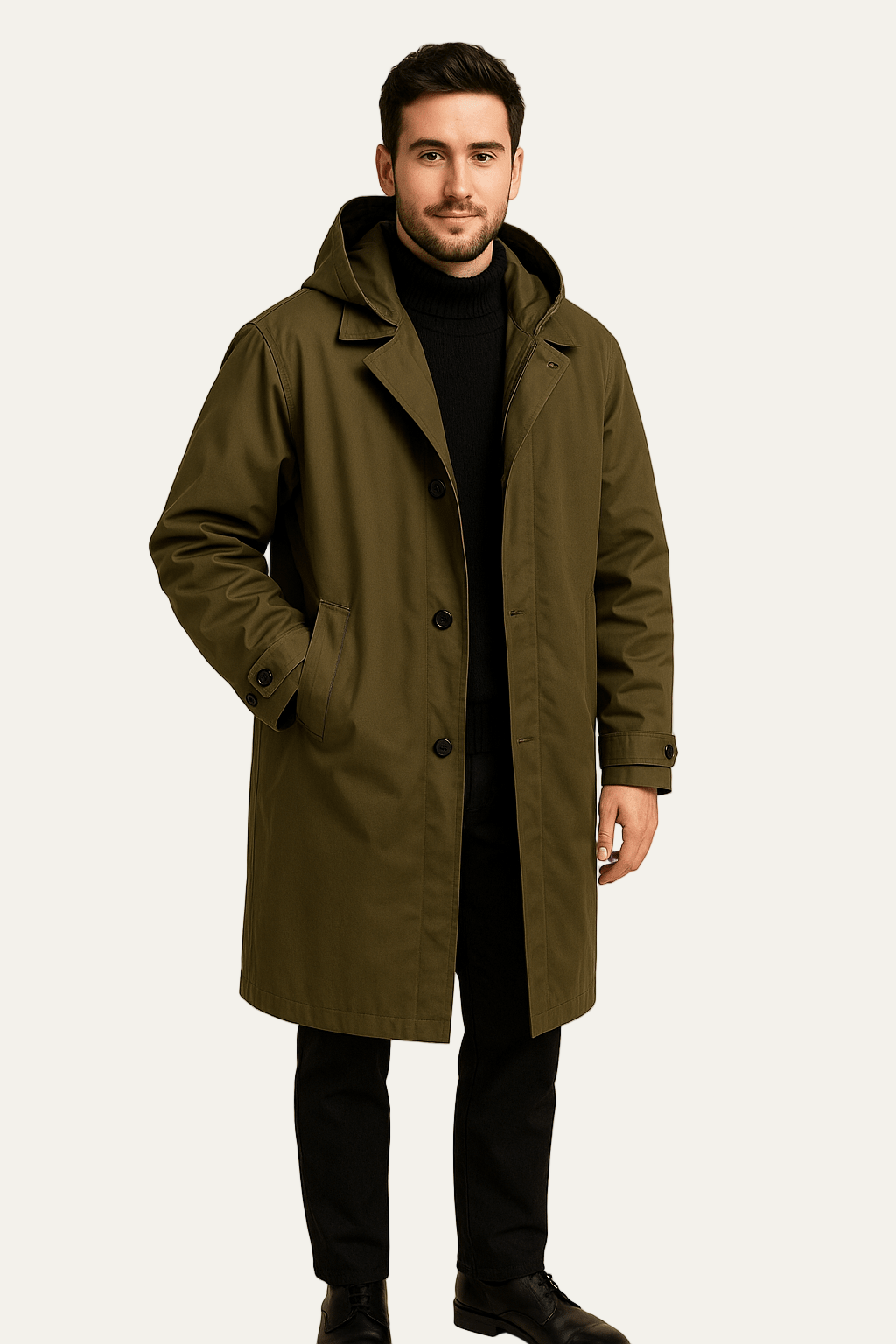 Waterproof Men's Parka Jacket with Detachable Hood