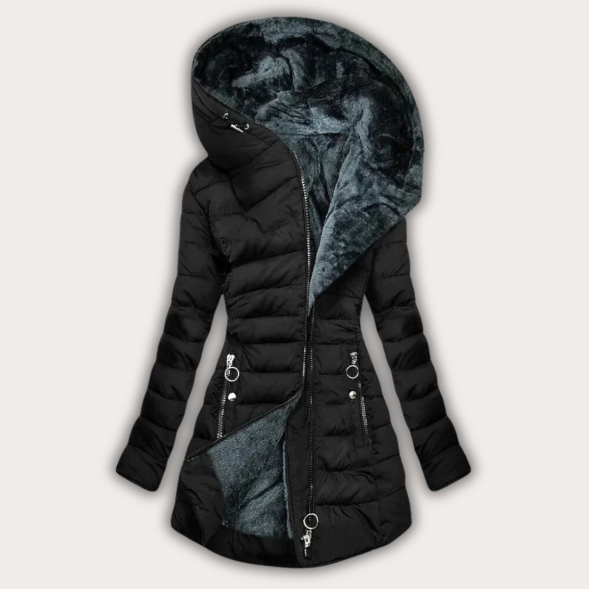 Warm Asymmetrical Puffer Parka Coat